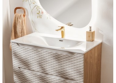 Comad Závěsná skříňka Ocean se zápustným umyvadlem 70 cm béžová/dub olejovaný 