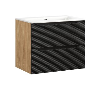 Comad Závěsná skříňka Ocean se zápustným umyvadlem 70 cm černá/dub olejovaný