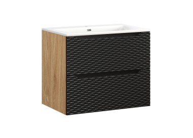 Comad Závěsná skříňka Ocean se zápustným umyvadlem 70 cm černá/dub olejovaný