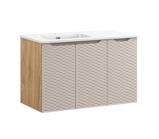 Comad Závěsná skříňka Ocean se zápustným umyvadlem 90 cm béžová/dub olejovaný