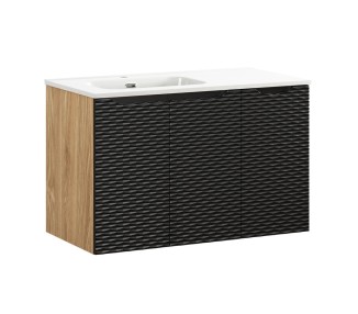 Comad Závěsná skříňka Ocean se zápustným umyvadlem 90 cm černá/dub olejovaný