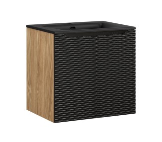 Comad Závěsná skříňka Ocean Sky II se zápustným umyvadlem 60 cm černá/dub olejovaný