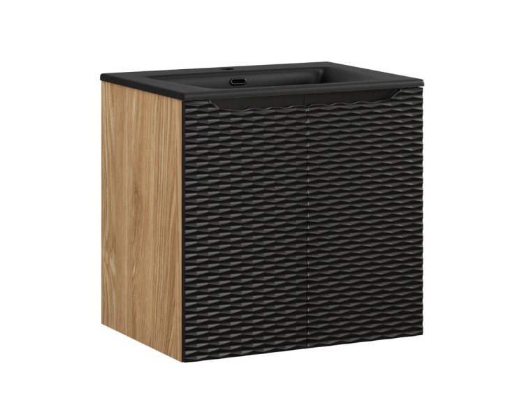 Comad Závěsná skříňka Ocean Sky II se zápustným umyvadlem 60 cm černá/dub olejovaný