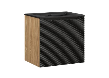 Comad Závěsná skříňka Ocean Sky II se zápustným umyvadlem 60 cm černá/dub olejovaný