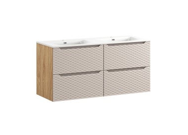 Comad Závěsná skříňka Ocean Sky se zápustným umyvadlem 120 cm béžová/dub olejovaný