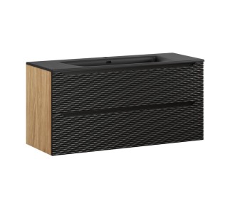 Comad Závěsná skříňka Ocean Sky se zápustným umyvadlem 120 cm černá/dub olejovaný