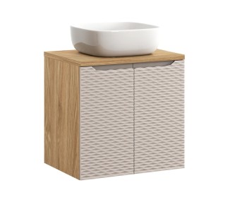 Comad Závěsná skříňka Ocean Smile II s deskou a umyvadlem 60 cm béžová/dub olejovaný