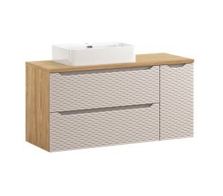 Comad Závěsná skříňka Ocean Trust s deskou a umyvadlem 120 cm béžová/dub olejovaný