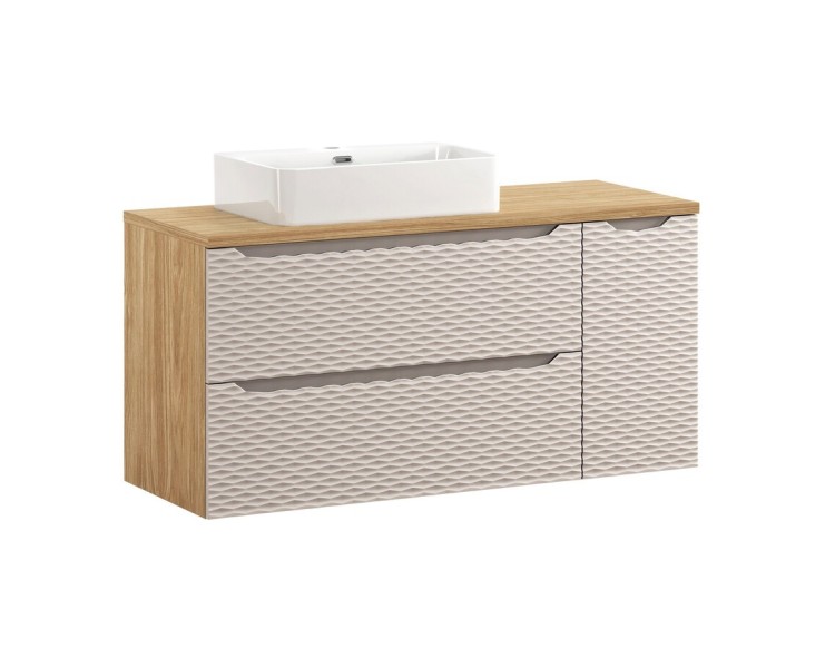Comad Závěsná skříňka Ocean Trust s deskou a umyvadlem 120 cm béžová/dub olejovaný