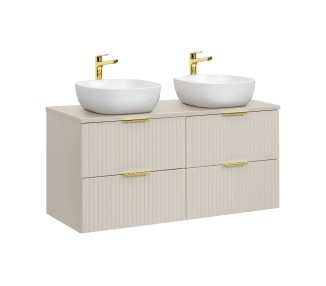 Comad Závěsná skříňka pod umyvadlo Adele Cashmere s deskou a umyvadly 120 cm kašmírová