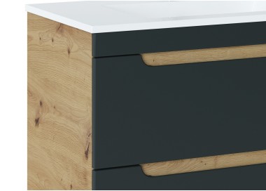 Comad Závěsná skříňka pod umyvadlo Aruba 8202 s deskou 70 cm dub craft zlatý/vesmírně šedá mat