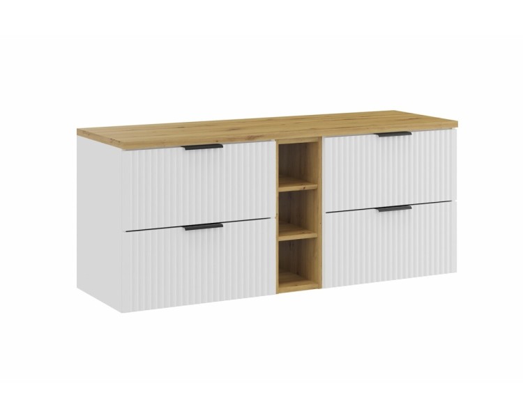 Comad Závěsná skříňka pod umyvadlo Casad s deskou 140 cm bílá/dub artisan