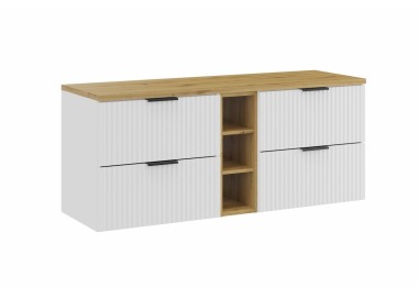 Comad Závěsná skříňka pod umyvadlo Casad s deskou 140 cm bílá/dub artisan