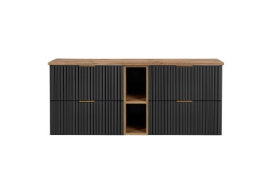 Comad Závěsná skříňka pod umyvadlo Casad s deskou 140 cm černá/dub wotan