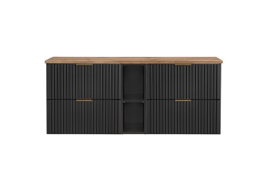 Comad Závěsná skříňka pod umyvadlo Casad s deskou 140 cm dub wotan/černá