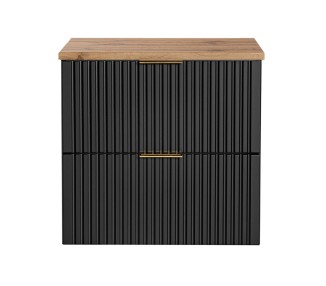 Comad Závěsná skříňka pod umyvadlo Casad s deskou 60 cm černá/dub wotan