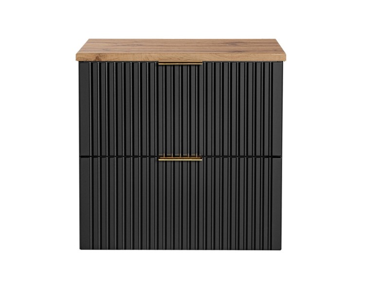 Comad Závěsná skříňka pod umyvadlo Casad s deskou 60 cm černá/dub wotan