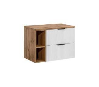 Comad Závěsná skříňka pod umyvadlo Casad s deskou 80 cm bílá/dub wotan