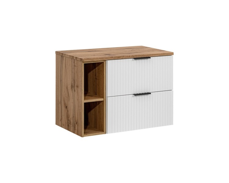 Comad Závěsná skříňka pod umyvadlo Casad s deskou 80 cm bílá/dub wotan
