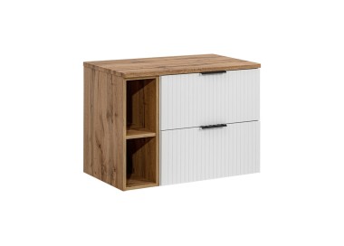 Comad Závěsná skříňka pod umyvadlo Casad s deskou 80 cm bílá/dub wotan