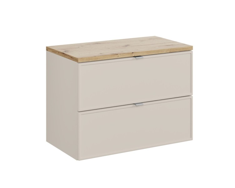 Comad Závěsná skříňka pod umyvadlo Dalia Cashmere s deskou 80 cm kašmírová/dub evoke