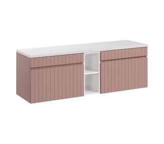 Comad Závěsná skříňka pod umyvadlo Iconic s deskou 140 cm bílá/růžová