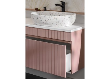 Comad Závěsná skříňka pod umyvadlo Iconic s deskou 140 cm bílá/růžová