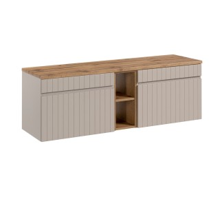 Comad Závěsná skříňka pod umyvadlo Iconic s deskou 140 cm kašmír/dub coast evoke
