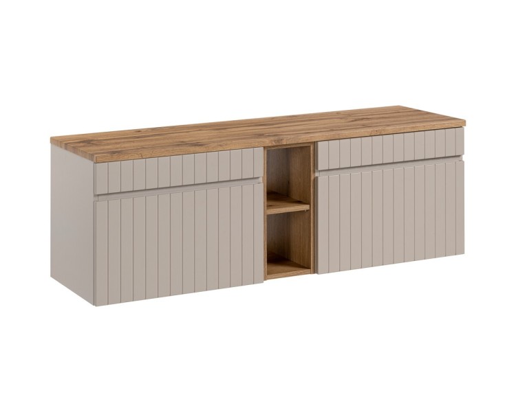 Comad Závěsná skříňka pod umyvadlo Iconic s deskou 140 cm kašmír/dub coast evoke