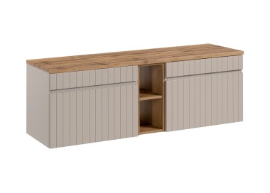 Comad Závěsná skříňka pod umyvadlo Iconic s deskou 140 cm kašmír/dub coast evoke