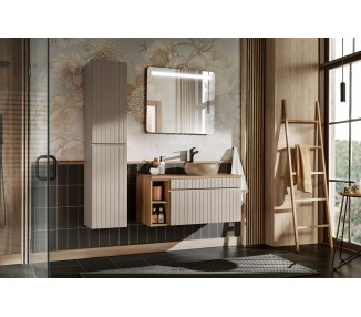 Comad Závěsná skříňka pod umyvadlo Iconic s deskou 140 cm kašmír/dub coast evoke