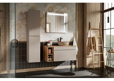 Comad Závěsná skříňka pod umyvadlo Iconic s deskou 140 cm kašmír/dub coast evoke