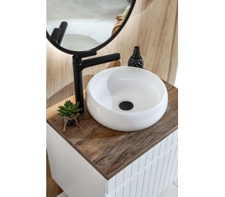 Comad Závěsná skříňka pod umyvadlo Iconic s deskou 160 cm bílá/dub santa fe vintage