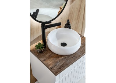 Comad Závěsná skříňka pod umyvadlo Iconic s deskou 160 cm bílá/dub santa fe vintage