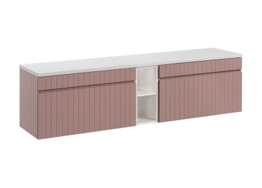 Comad Závěsná skříňka pod umyvadlo Iconic s deskou 180 cm růžová/bílá