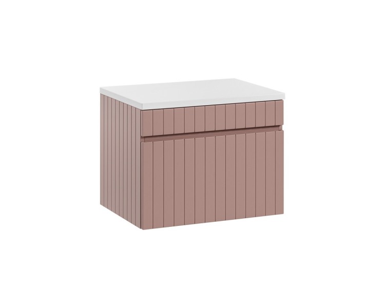 Comad Závěsná skříňka pod umyvadlo Iconic s deskou 60 cm růžová/bílá