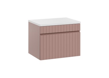 Comad Závěsná skříňka pod umyvadlo Iconic s deskou 60 cm růžová/bílá