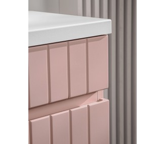 Comad Závěsná skříňka pod umyvadlo Iconic s deskou 60 cm růžová/bílá