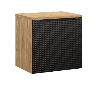 Comad Závěsná skříňka pod umyvadlo Luxor Black II s deskou 60 cm černá/dub olejovaný