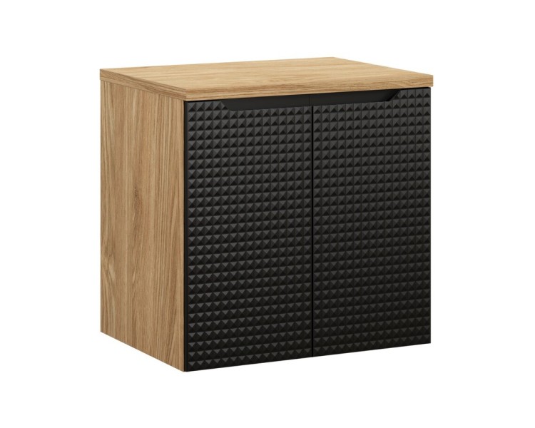 Comad Závěsná skříňka pod umyvadlo Luxor Black II s deskou 60 cm černá/dub olejovaný