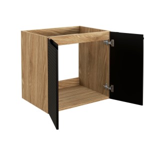 Comad Závěsná skříňka pod umyvadlo Luxor Black II s deskou 60 cm černá/dub olejovaný