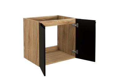 Comad Závěsná skříňka pod umyvadlo Luxor Black II s deskou 60 cm černá/dub olejovaný