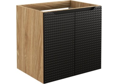 Comad Závěsná skříňka pod umyvadlo Luxor Black II s deskou 60 cm černá/dub olejovaný
