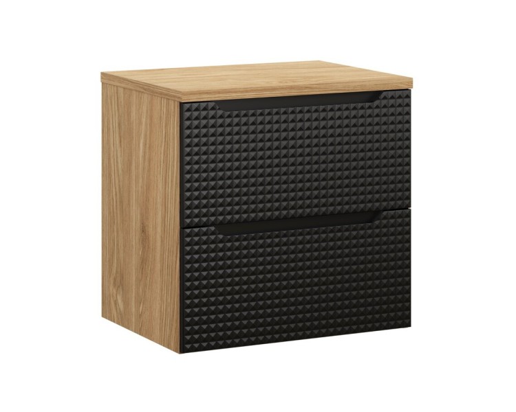 Comad Závěsná skříňka pod umyvadlo Luxor Black s deskou 60 cm černá/dub olejovaný