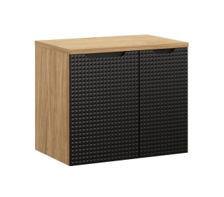 Comad Závěsná skříňka pod umyvadlo Luxor Black s deskou 70 cm černá/dub olejovaný