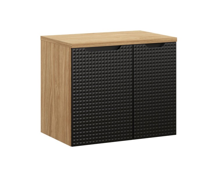 Comad Závěsná skříňka pod umyvadlo Luxor Black s deskou 70 cm černá/dub olejovaný