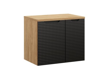 Comad Závěsná skříňka pod umyvadlo Luxor Black s deskou 70 cm černá/dub olejovaný