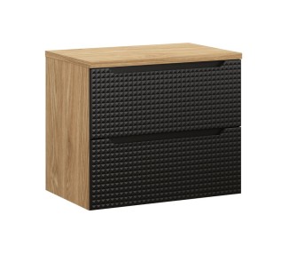Comad Závěsná skříňka pod umyvadlo Luxor Black s deskou 70 cm dub olejovaný/černá