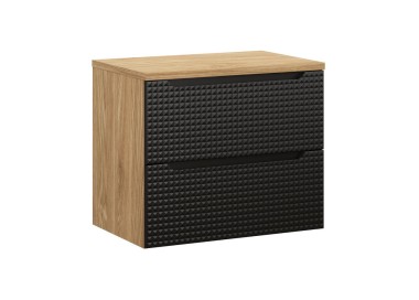 Comad Závěsná skříňka pod umyvadlo Luxor Black s deskou 70 cm dub olejovaný/černá