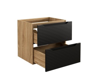 Comad Závěsná skříňka pod umyvadlo Luxor Black s deskou 70 cm dub olejovaný/černá